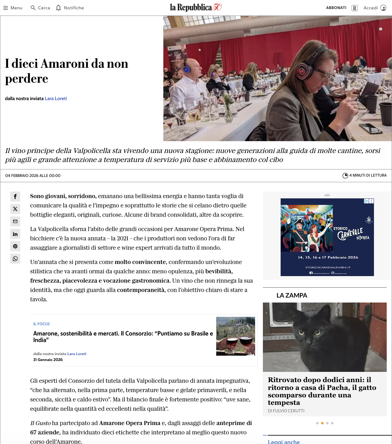 La Repubblica parla dei vini Le Guaite