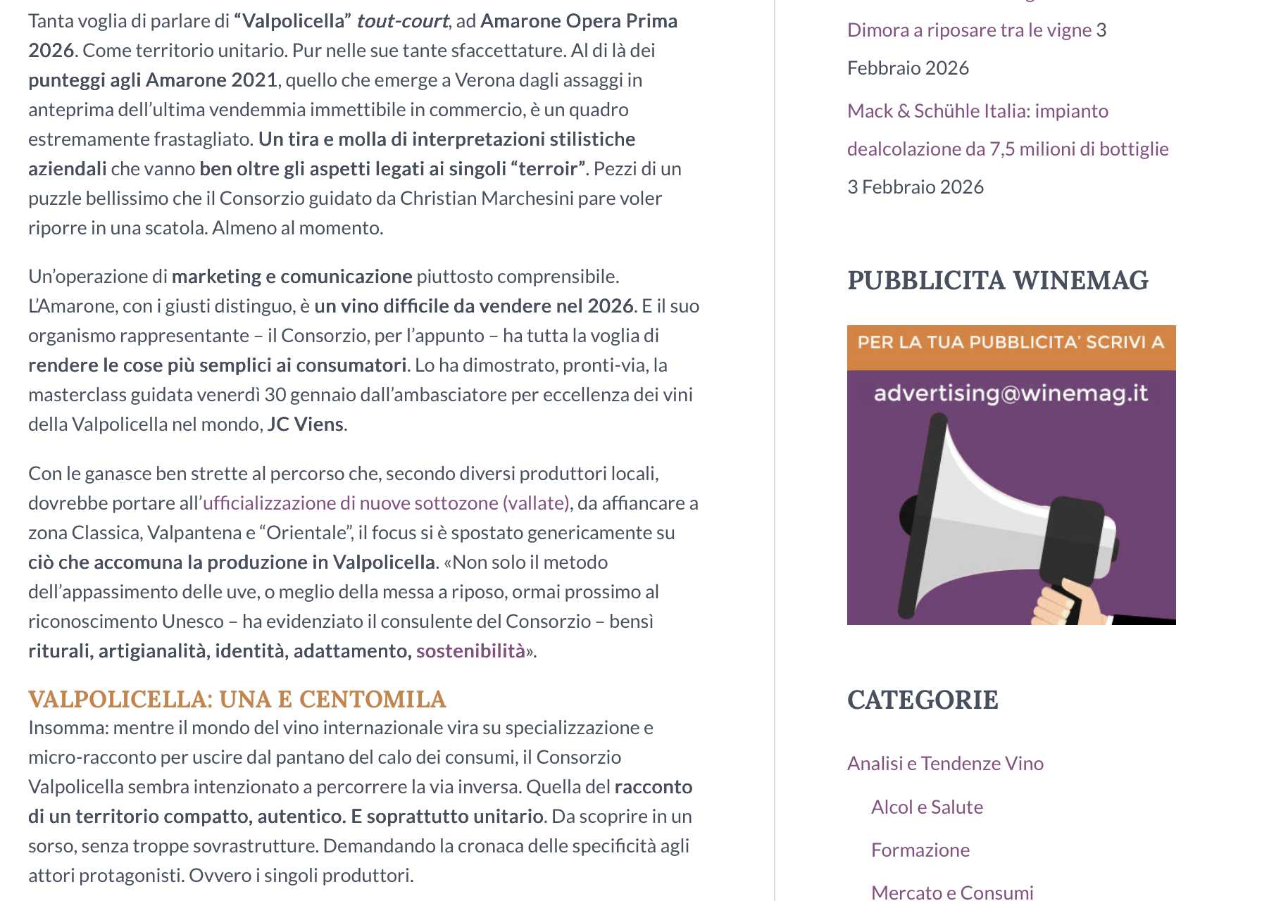 WineMag dedica spazio ai vini Le Guaite